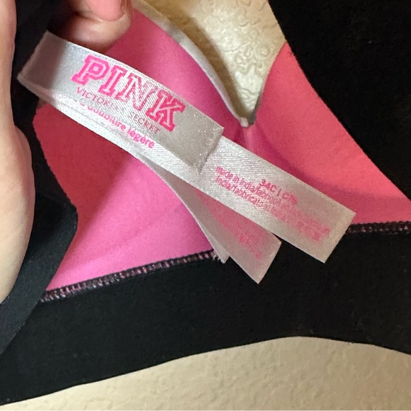 PINK VICTORIAS SECRET wear everywhere wireless bra black gray swirl pattern 34c - Picture 4 of 5